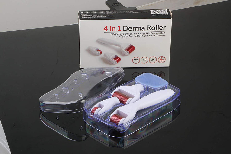 4 in 1 Derma Roller Set 0.5mm, 1.0mm, 1.5mm Titanium Micro Needles Set