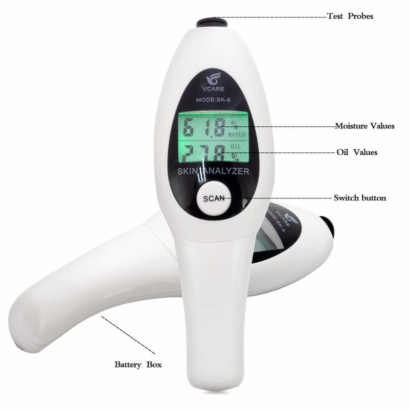 Digital LCD Display Facial Body Skin Moisture Oil Test Meter