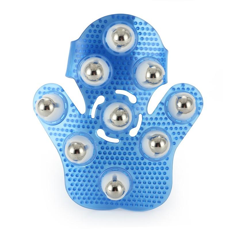 Palm Shaped Body Massage Glove with 9 360-degree-roller Metal Roller Ball