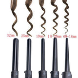 Pro 5 Part Interchangeable Hair Curling Iron Multi-size Roller Styling Set