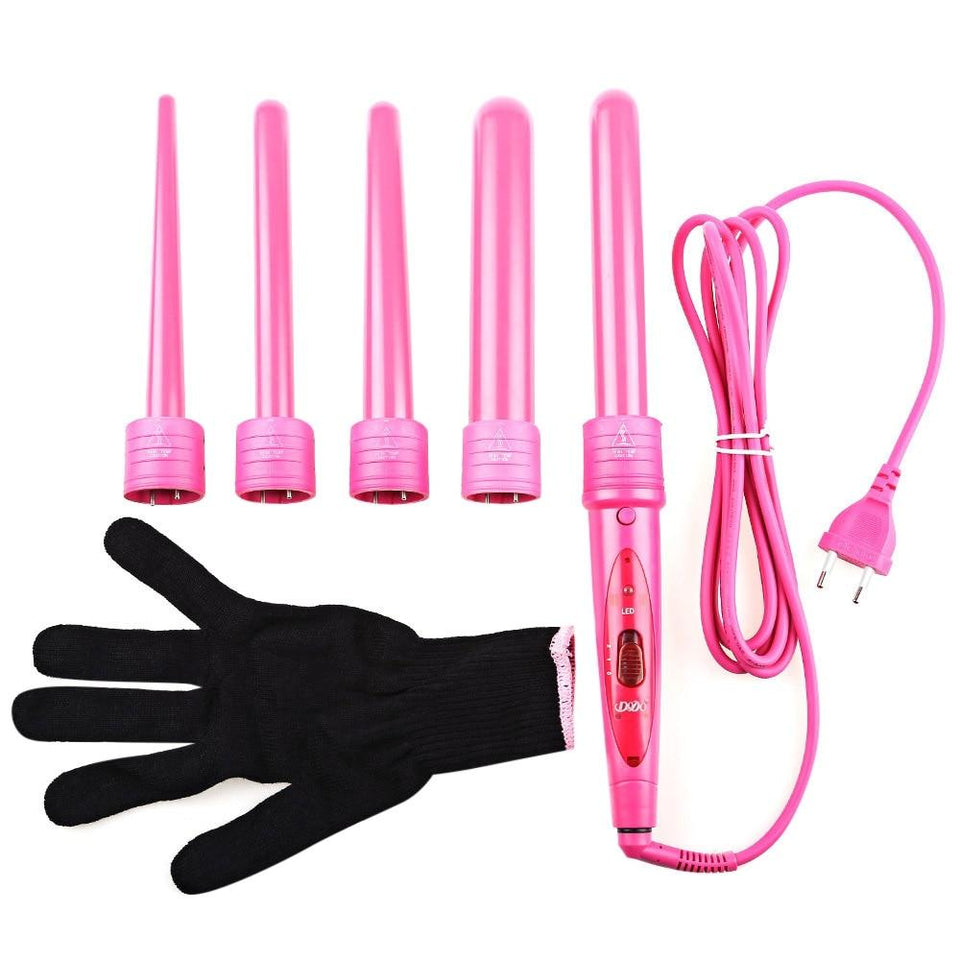 Pro 5 Part Interchangeable Hair Curling Iron Multi-size Roller Styling Set