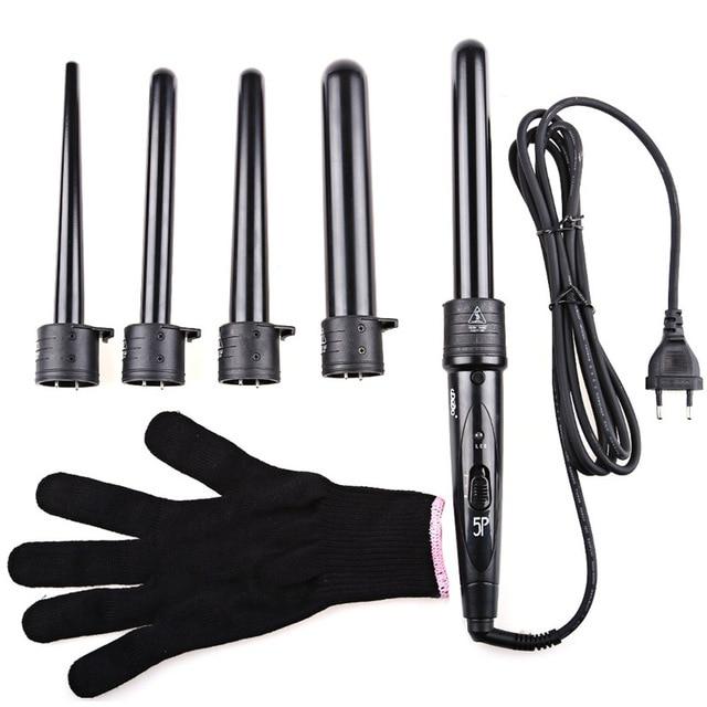 Pro 5 Part Interchangeable Hair Curling Iron Multi-size Roller Styling Set