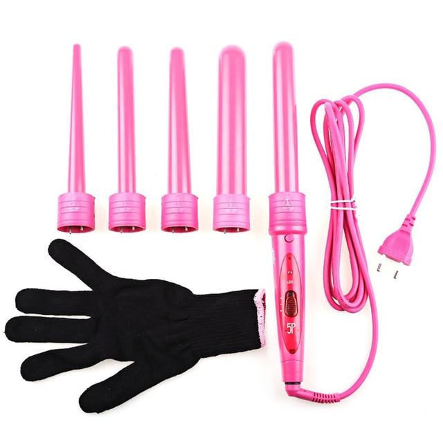 Pro 5 Part Interchangeable Hair Curling Iron Multi-size Roller Styling Set