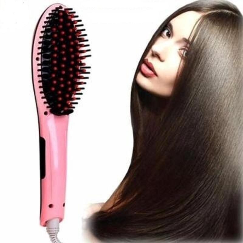 Iron Hair Straightener Brush Comb Massager with LCD Display