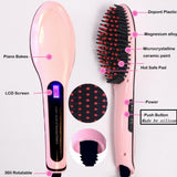 Iron Hair Straightener Brush Comb Massager with LCD Display