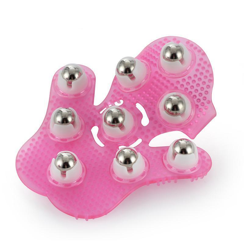 Palm Shaped Body Massage Glove with 9 360-degree-roller Metal Roller Ball