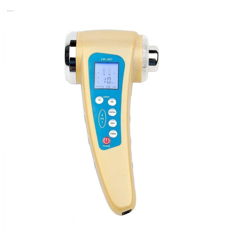4 in 1 LCD 1M 3MHz Ultrasonic Galvanic Ion Photon Face Skin Care Beauty Device