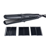 Professional Interchangeable 4 in 1 Ceramic Hair Crimper Straightener Corn Waver Corrugated Iron Plate