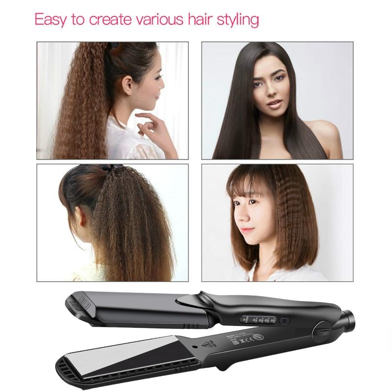 Professional Interchangeable 4 in 1 Ceramic Hair Crimper Straightener Corn Waver Corrugated Iron Plate