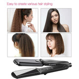 Professional Interchangeable 4 in 1 Ceramic Hair Crimper Straightener Corn Waver Corrugated Iron Plate
