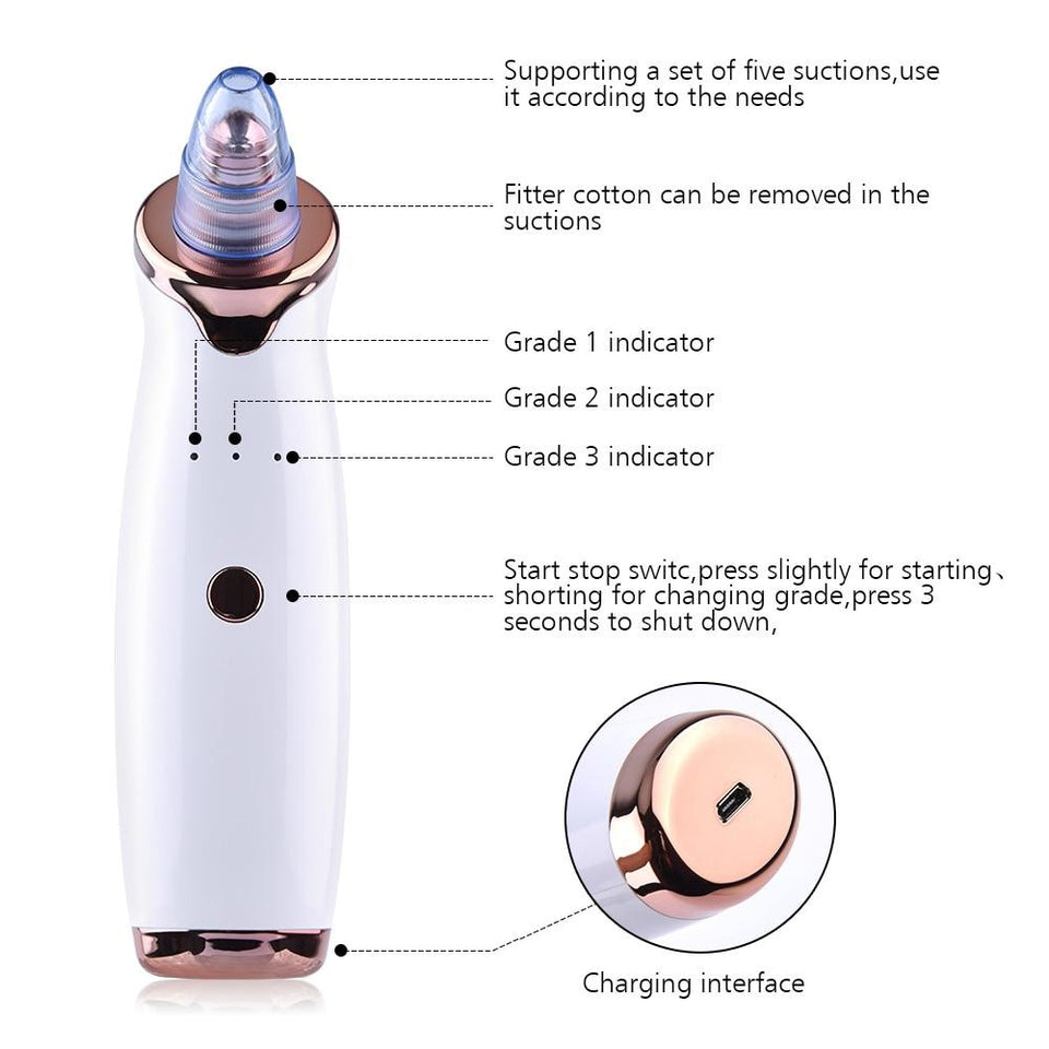 4 Heads and 3 Levels Vacuum Blackhead Remover Suction Machine