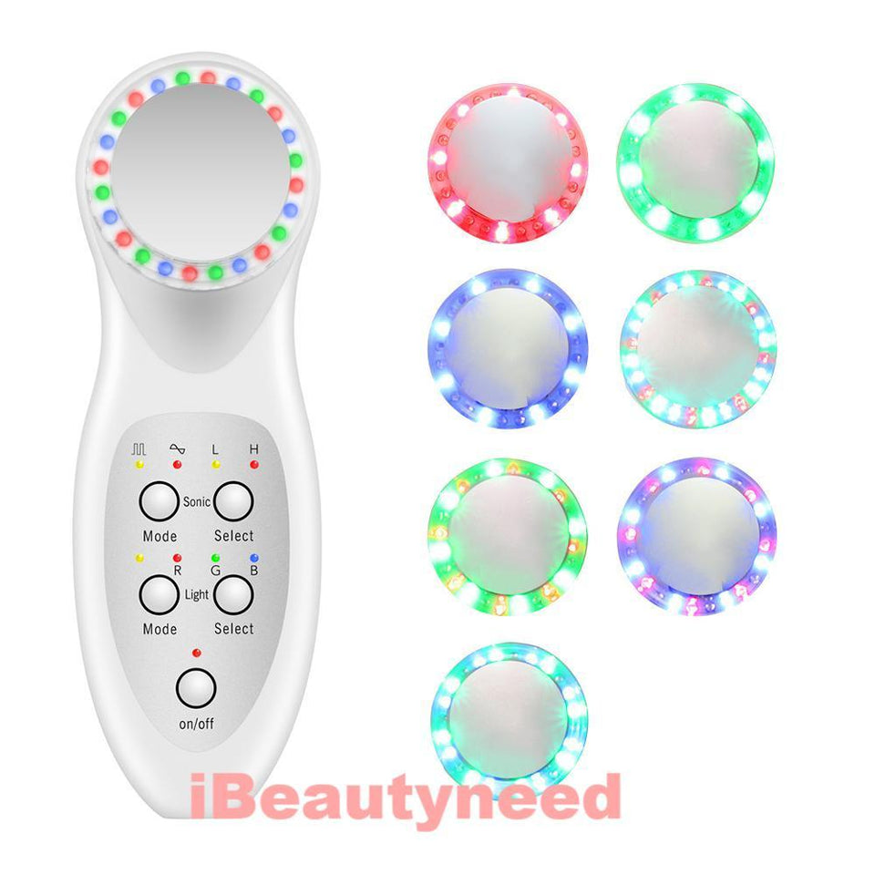 7 Color LED Photon Ultrasonic 3Mhz Facial Lifting Skin Care Massager