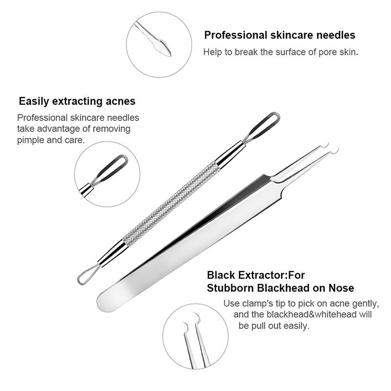 6/8 Pcs Blackhead Comedone Acne Extractor Removal Needles Tool Kit