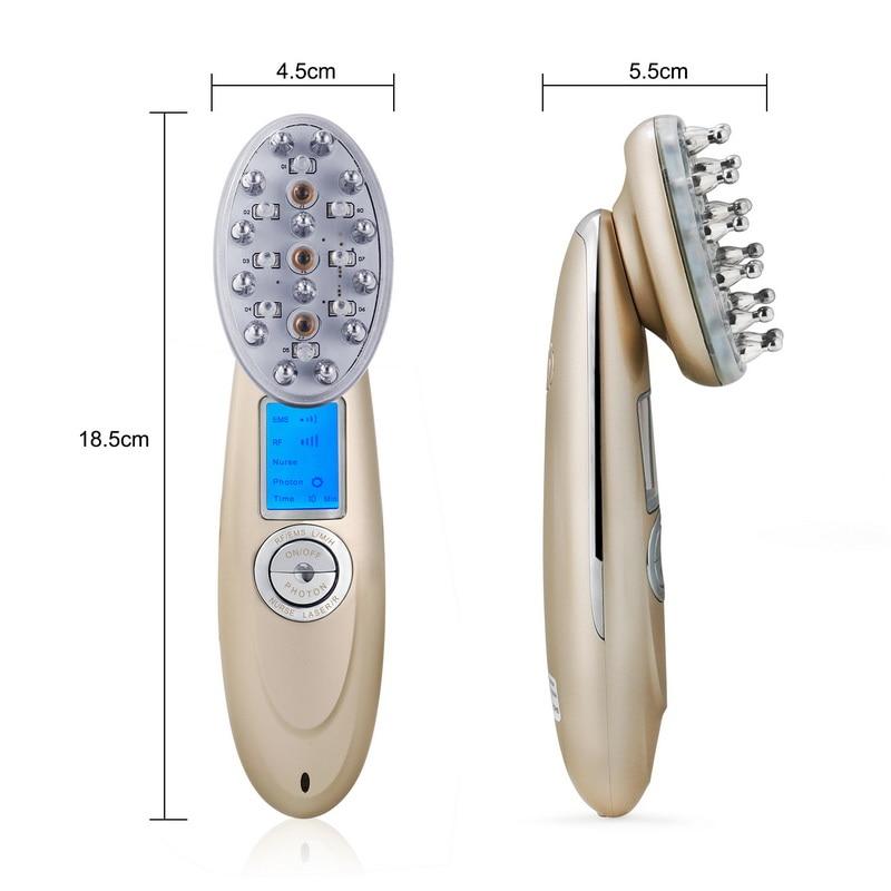 Laser Hair Massager Comb RF EMS LED Hair Regrowth Brush