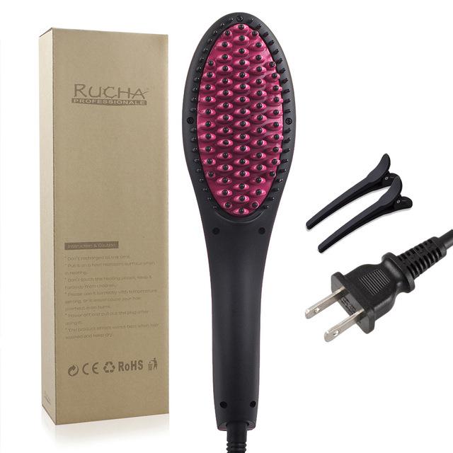 Digital Heating Ceramic Hair Heating Brush Hair Straightener Flat Iron Comb