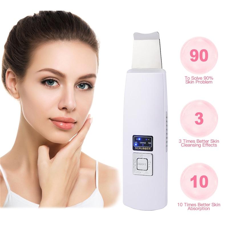 Ultrasonic Ion Skin Scrubber Facial Peeling Extractor Deep Face Clean Device