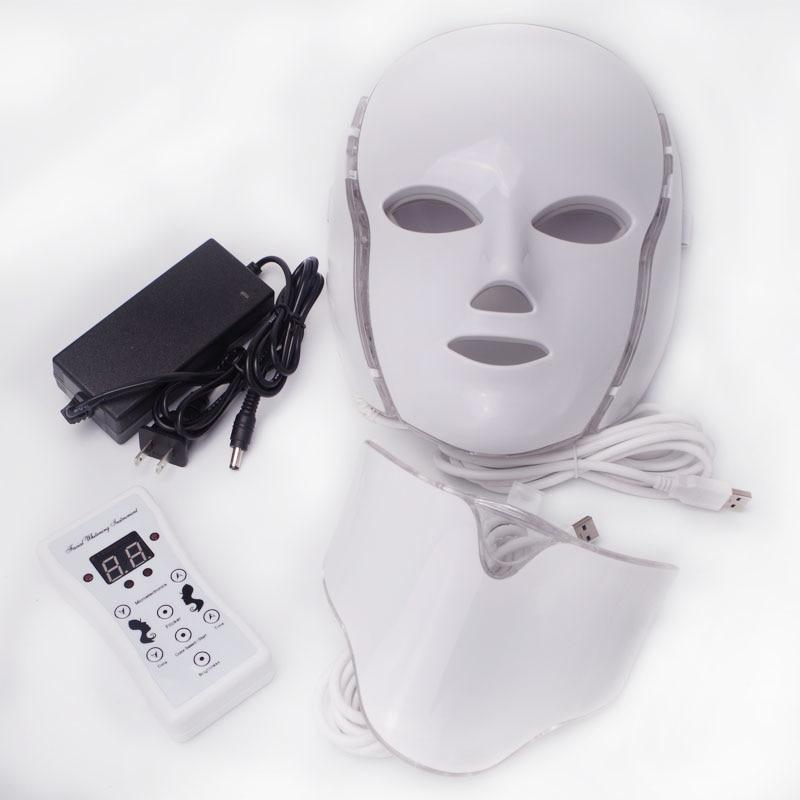 7 Colors LED Facial with Neck Mask Skin Rejuvenation Photon Therapy Light Mask