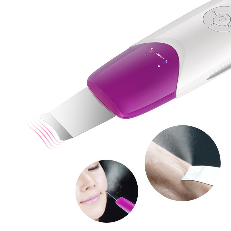 Ultrasonic Ion Face Cleaner Machine with 2 Pieces Silicone Massage Caps Anion Skin Scrubber