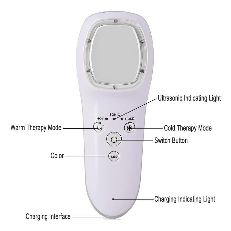 Ultrasonic Cryotherapy Hot Cold Hammer Face Lifting LED Beauty Massager
