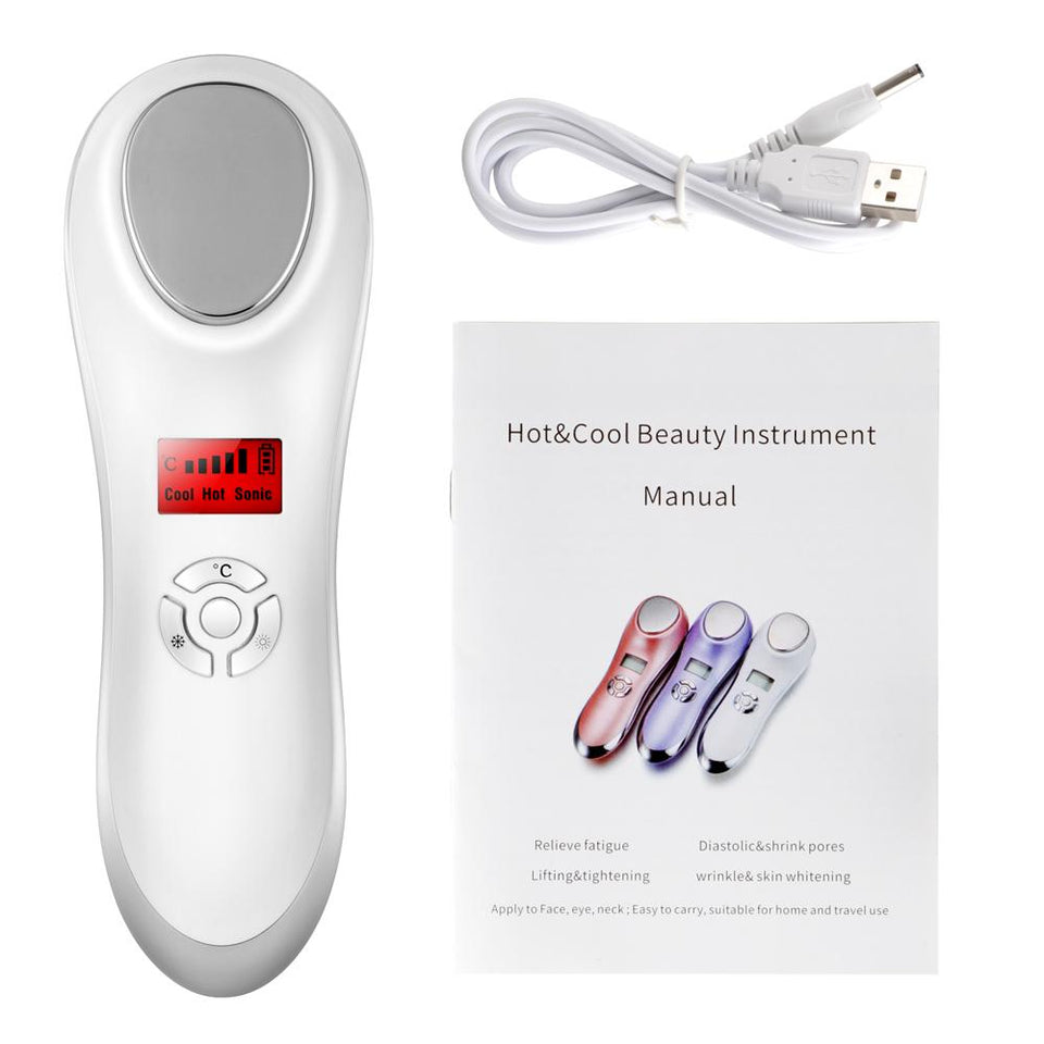 Ultrasonic Vibration Cryotherapy Wrinkle Removal Hot Cold Acne Treatment Massager