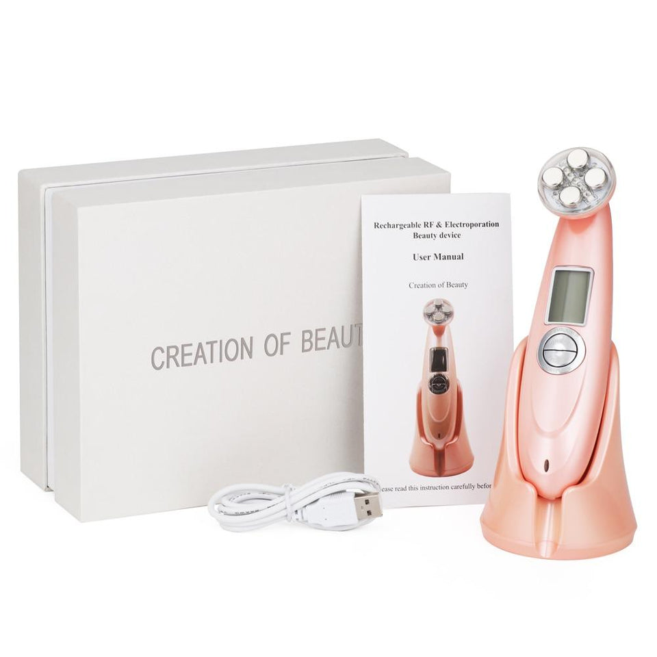 Multifunction Rechargeable RF & Electroporation Beauty Device for Face Skin Tightening