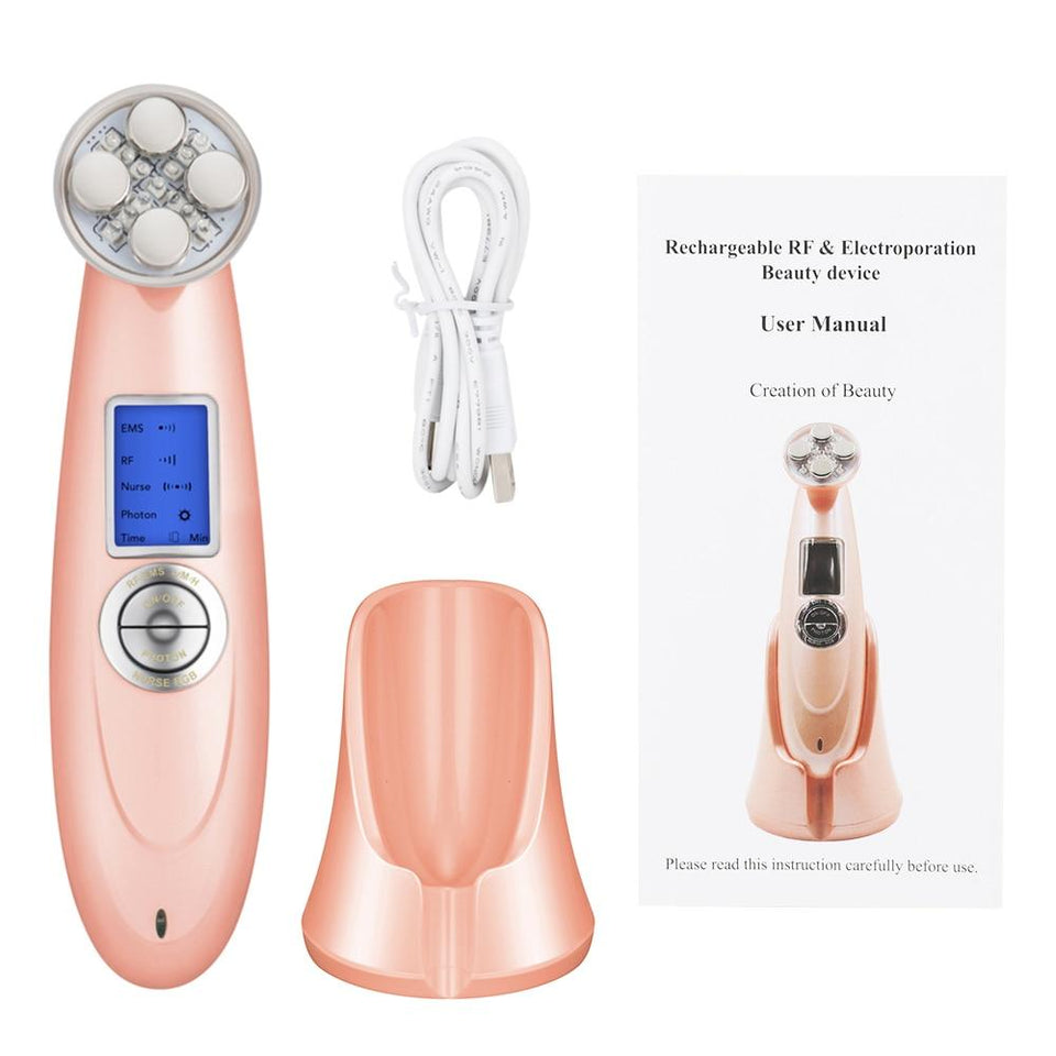 Multifunction Rechargeable RF & Electroporation Beauty Device for Face Skin Tightening