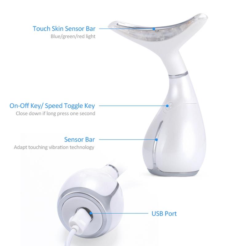 Ms.W 3 Color LED Light Neck Care Vibration Anti Aging Massager