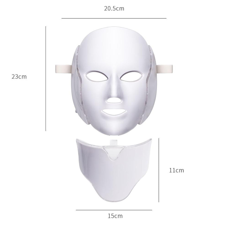 7 Colors LED Facial with Neck Mask Skin Rejuvenation Photon Therapy Light Mask