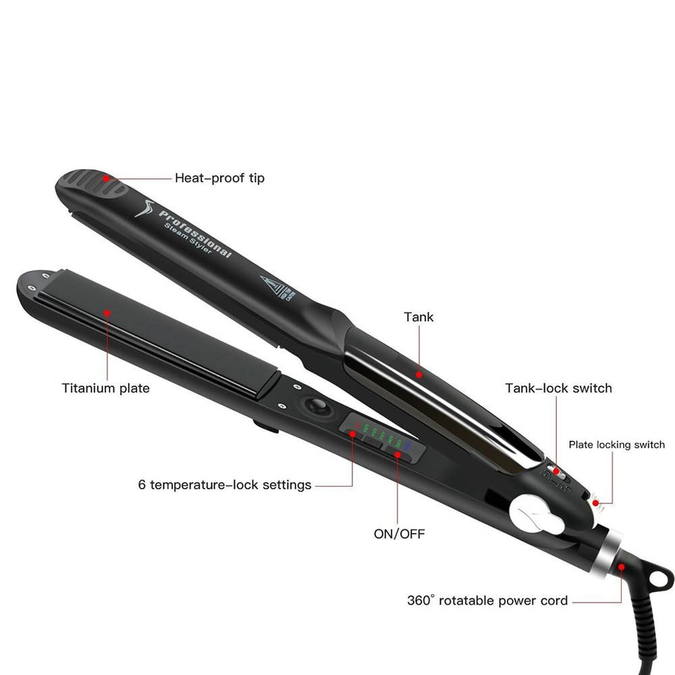 Professional 450F Steam Ceramic Vapor Steam Hair Straightener Iron