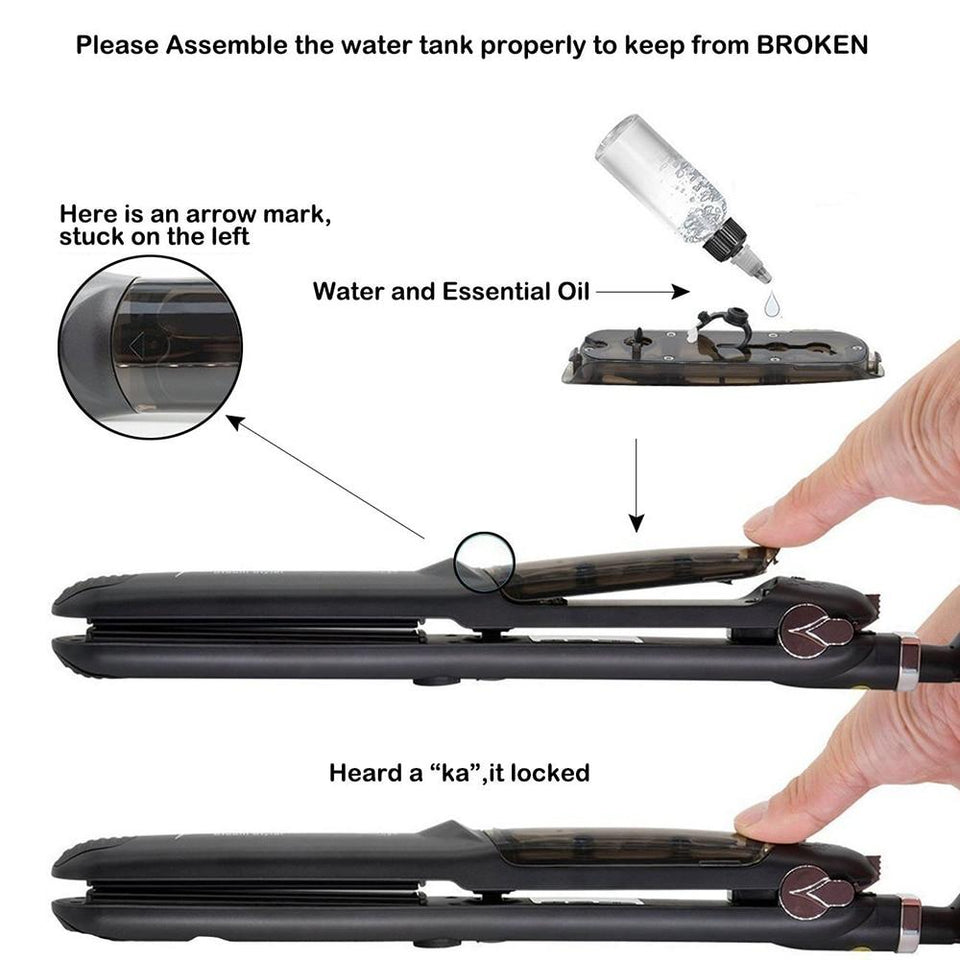 Professional 450F Steam Ceramic Vapor Steam Hair Straightener Iron