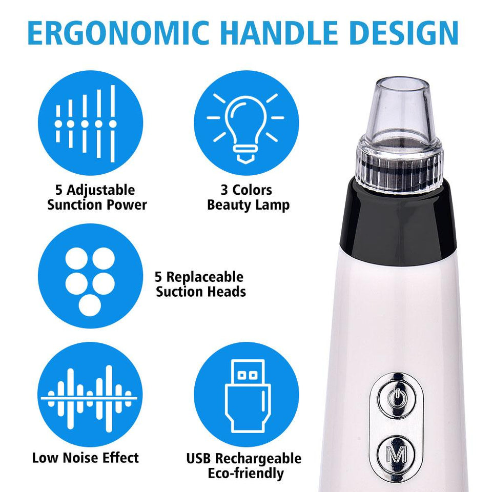 5 Levels 5 Heads Vacuum Blackhead Acne Removal Suction Machine with Led Light