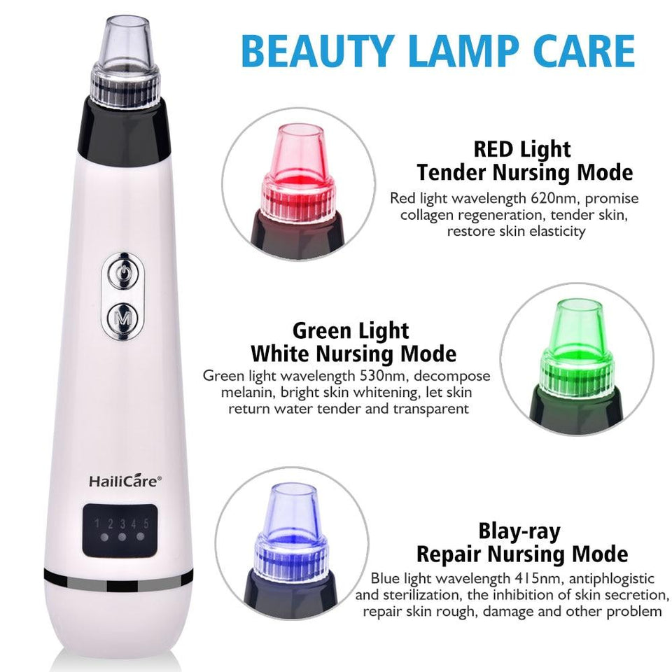 5 Levels 5 Heads Vacuum Blackhead Acne Removal Suction Machine with Led Light