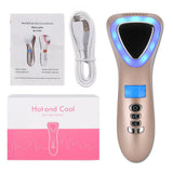 Triangle Ultrasonic LED Hot Cold Hammer Facial Lifting Vibration Massager