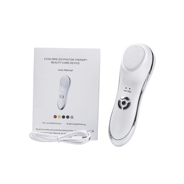 6 in 1 LED Photon Therapy Beauty Device Anti-aging Ultrasonic Vibration Facial Massager