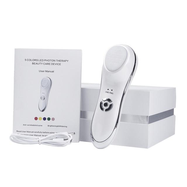 6 in 1 LED Photon Therapy Beauty Device Anti-aging Ultrasonic Vibration Facial Massager