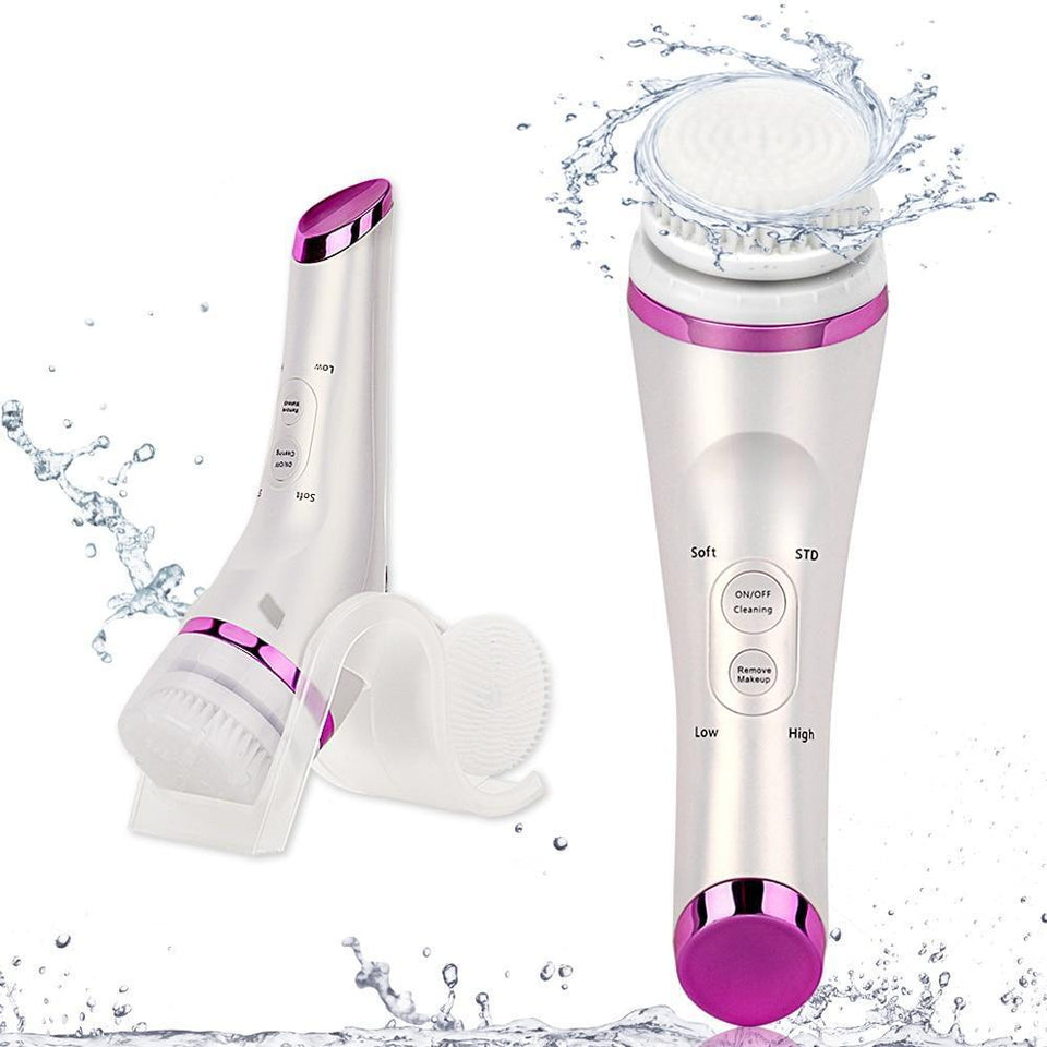 3 in 1 Vibrating Sonic Heating Makeup Remover Facial Cleansing Brush