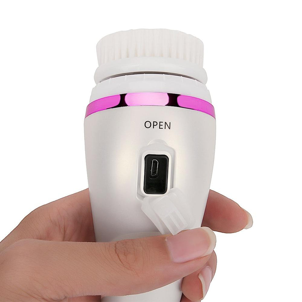 3 in 1 Vibrating Sonic Heating Makeup Remover Facial Cleansing Brush