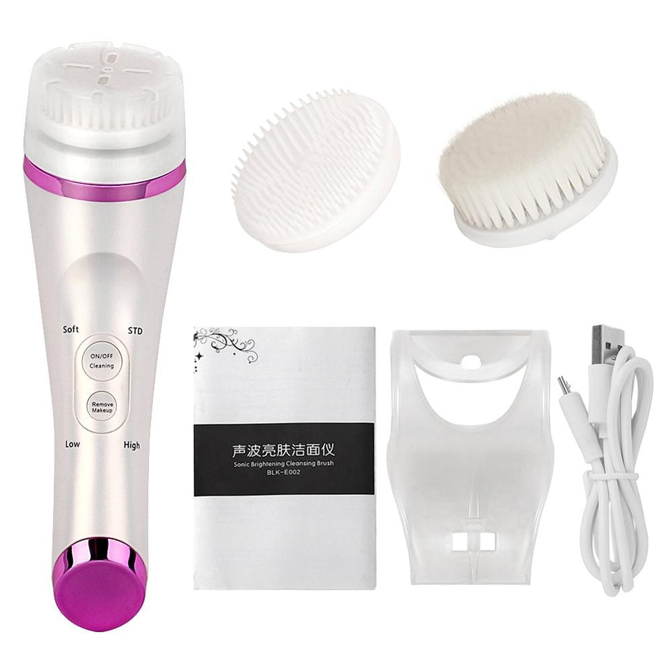3 in 1 Vibrating Sonic Heating Makeup Remover Facial Cleansing Brush