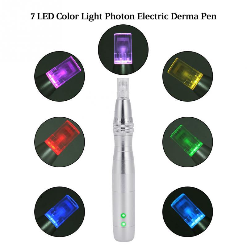 7 LED Photon Micro-Needling Electric Derma Pen With 12 Pin Nano Needles