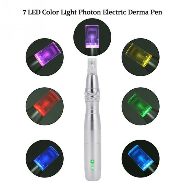 7 LED Photon Micro-Needling Electric Derma Pen With 12 Pin Nano Needles