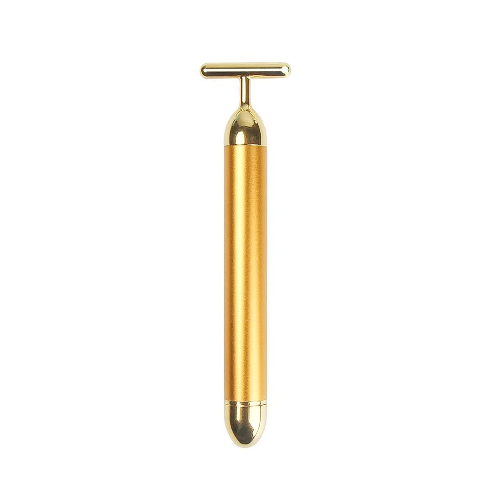 24k Gold Beauty Bar Facial Roller Face Vibration Skincare Massager Device