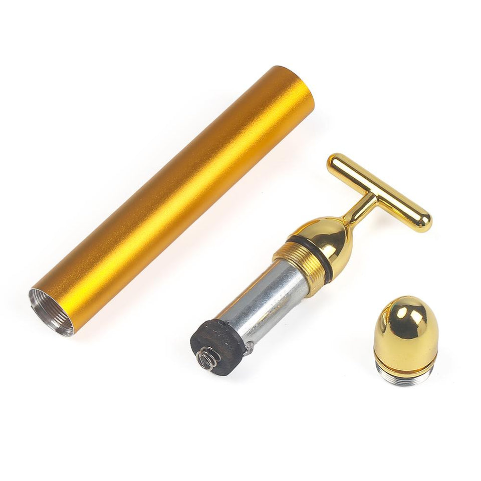 24k Gold Beauty Bar Facial Roller Face Vibration Skincare Massager Device