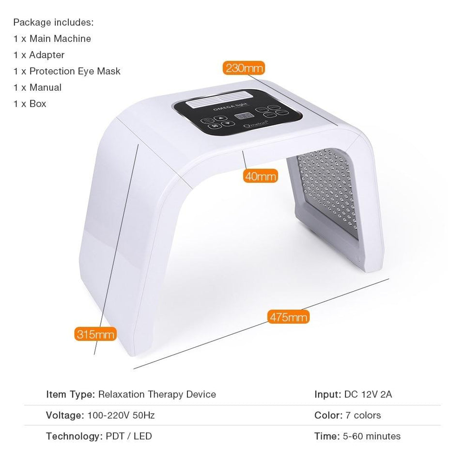 7 Colors PDF Led Light Mask Skin Rejuvenation Photon Device Acne Remover Anti-Wrinkle Mask