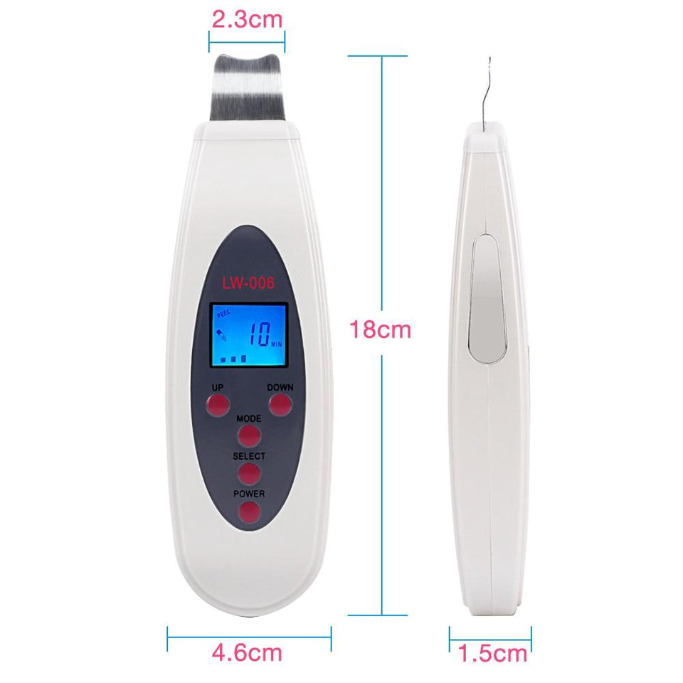Portable LCD Ultrasonic Facial Skin Scrubber Spatula with Infusion LW-006