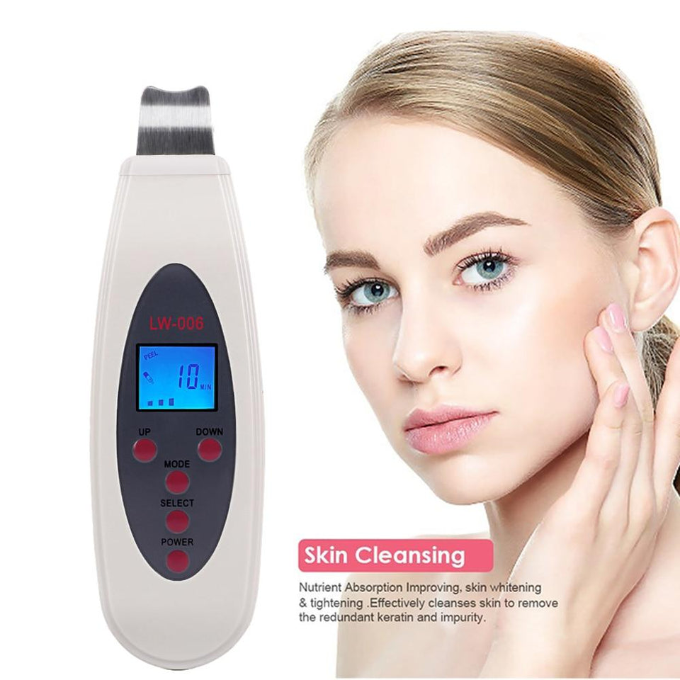 Portable LCD Ultrasonic Facial Skin Scrubber Spatula with Infusion LW-006