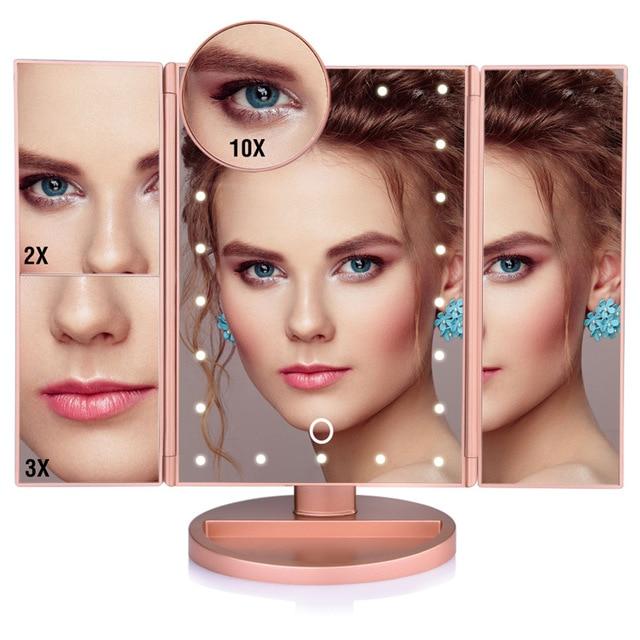 22 Led Light 1X/2X/3X/10X Magnifying Vanity Touch Screen Makeup Mirror