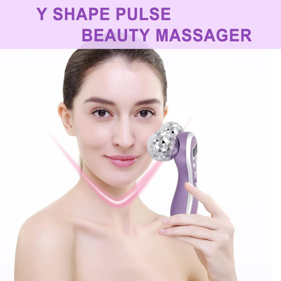 4D Micro-current Vibration Y Shape Pulse Face Roller Massager