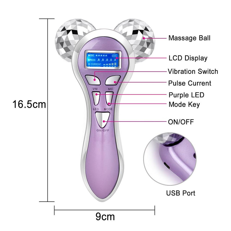 4D Micro-current Vibration Y Shape Pulse Face Roller Massager