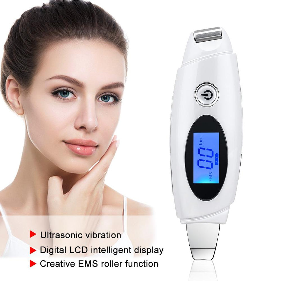 LCD Portable Facial EMS Ultrasonic Viberation Ion Skin Scrubber