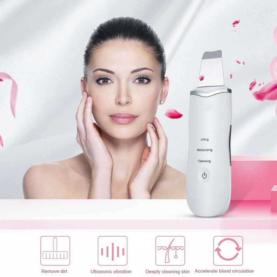 3 Modes Rechargeable Ultrasonic Scrubber Facial Spatula Cleaner